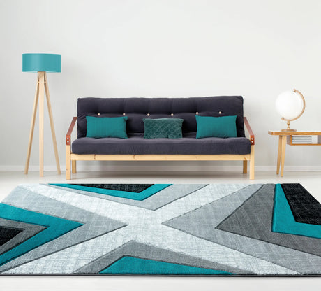 United Weavers Bristol Zine Turquoise Rug - room scene