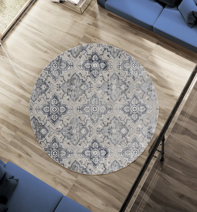 United Weavers Cascades Leavenworth Blue Rug - round room scene
