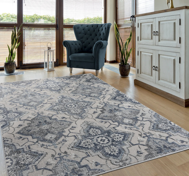 United Weavers Cascades Leavenworth Blue Rug - room scene