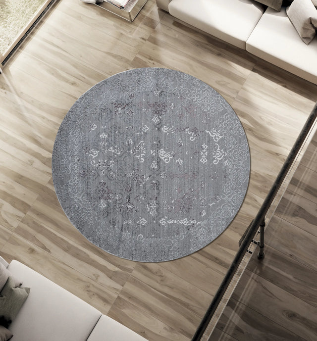 United Weavers Cascades Marblemount Plum Rug - round room scene