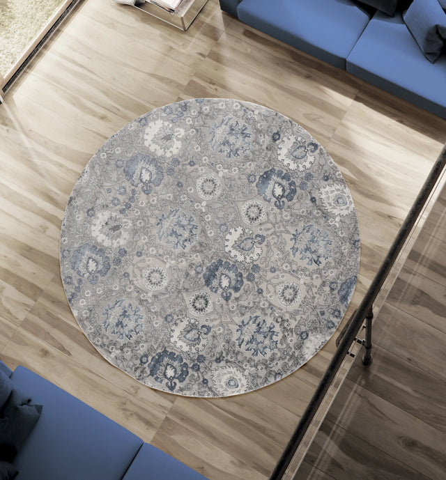 United Weavers Cascades Olallie Blue Rug - round room scene