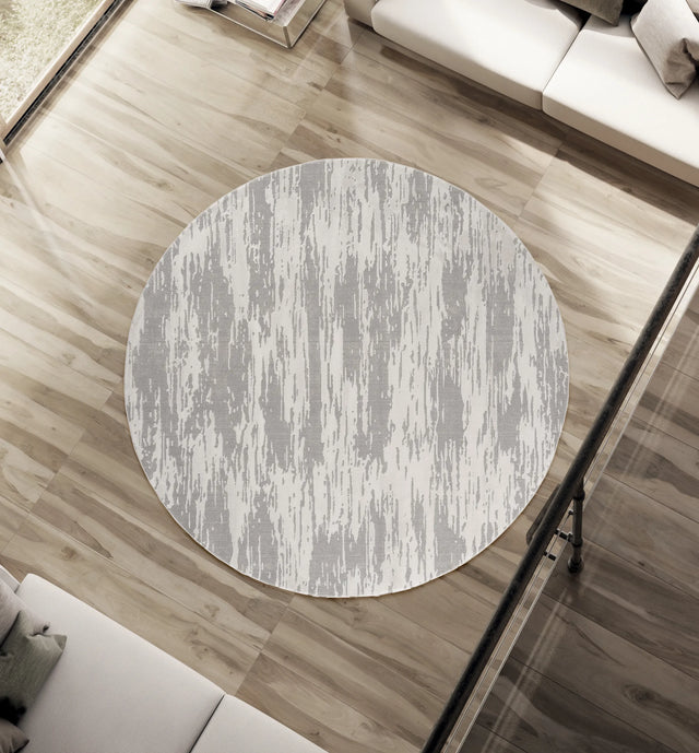 United Weavers Cascades Salish Silver Rug - round room scene