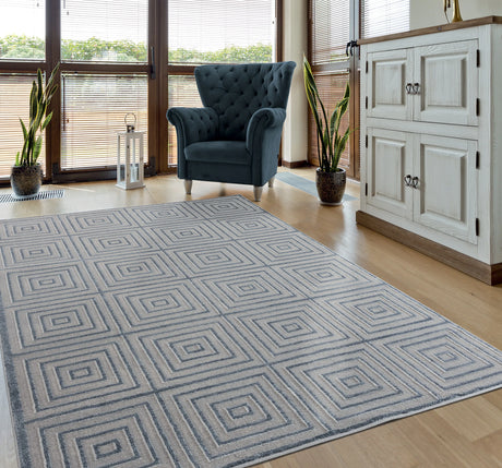 United Weavers Cascades Tehama Bluegrey Blue/Grey Rug - room scene