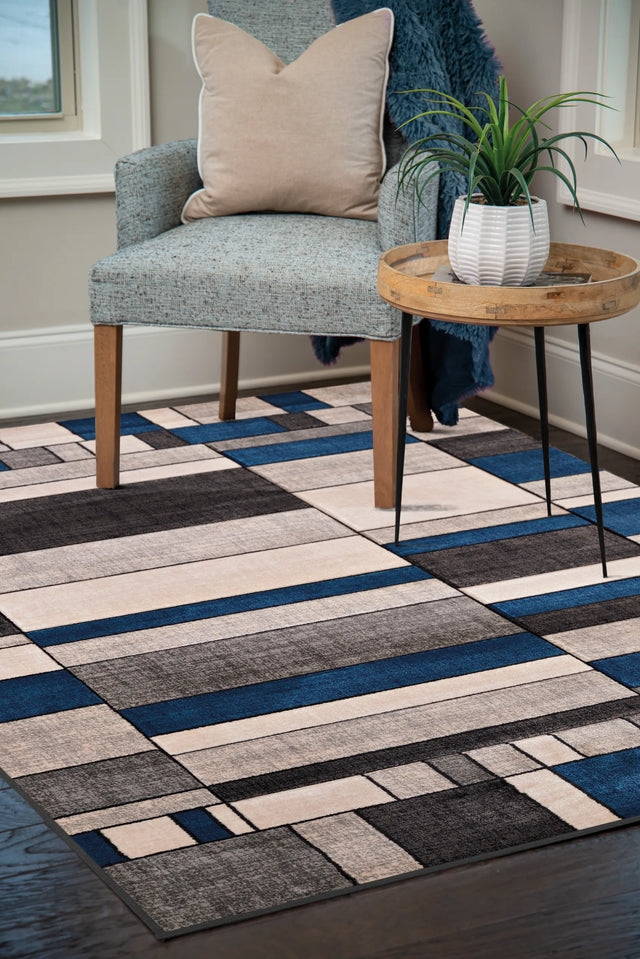 United Weavers Contours Echelon Denim Blue Rug - room scene