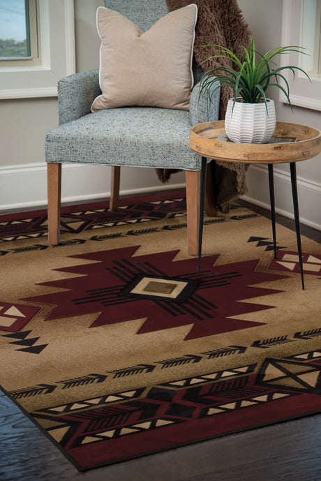 United Weavers Contours Flagstaff Burgundy Rug - room scene