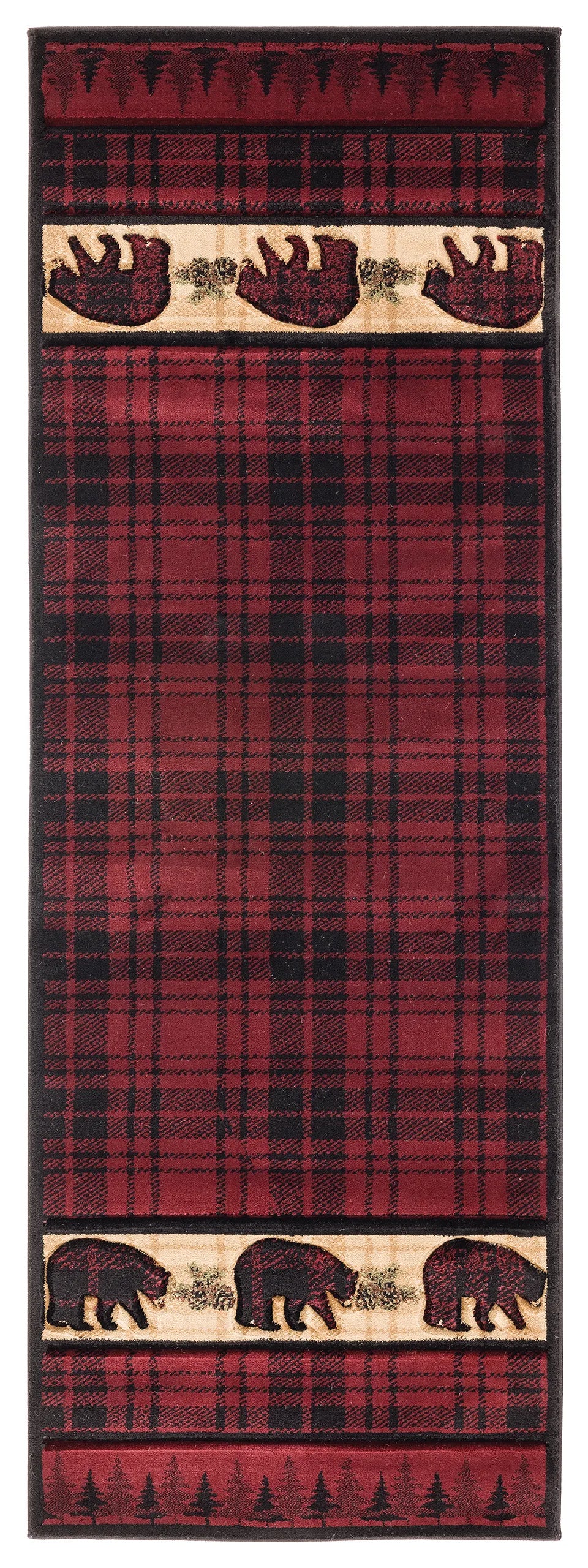 United Weavers Cottage Bear Stone Burgundy Rug - runner front view
