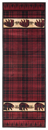United Weavers Cottage Bear Stone Burgundy Rug - runner front view