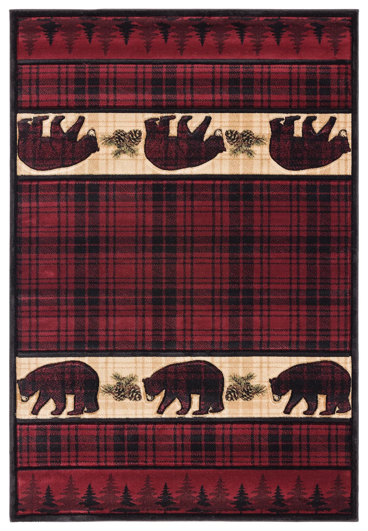 United Weavers Cottage Bear Stone Burgundy Rug - front view
