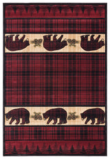 United Weavers Cottage Bear Stone Burgundy Rug - front view