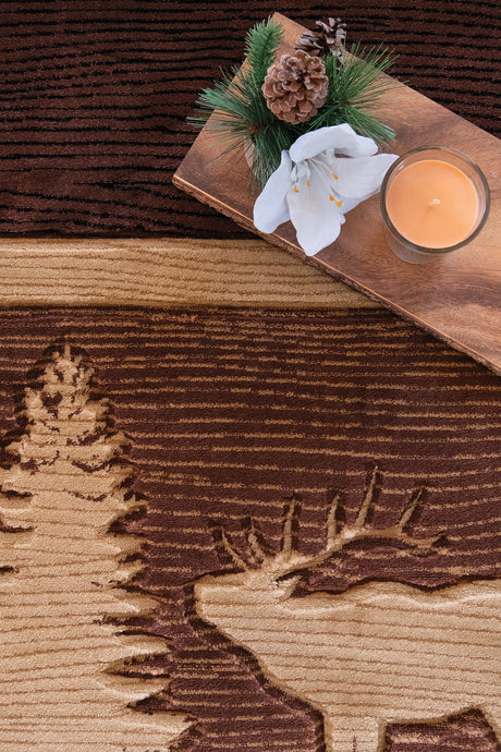 United Weavers Cottage Deering Brown Rug - close-up detail