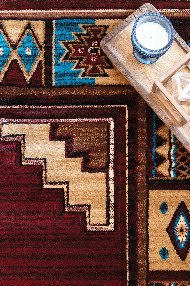 United Weavers Cottage Pelican Park Burgundy Rug - close-up detail