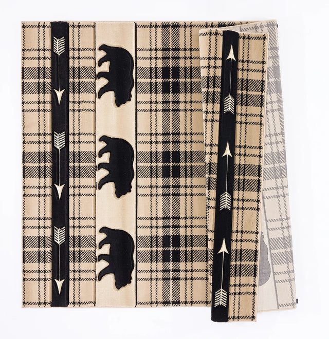 United Weavers Cottage Tartan Bear Beige Rug - backing detail