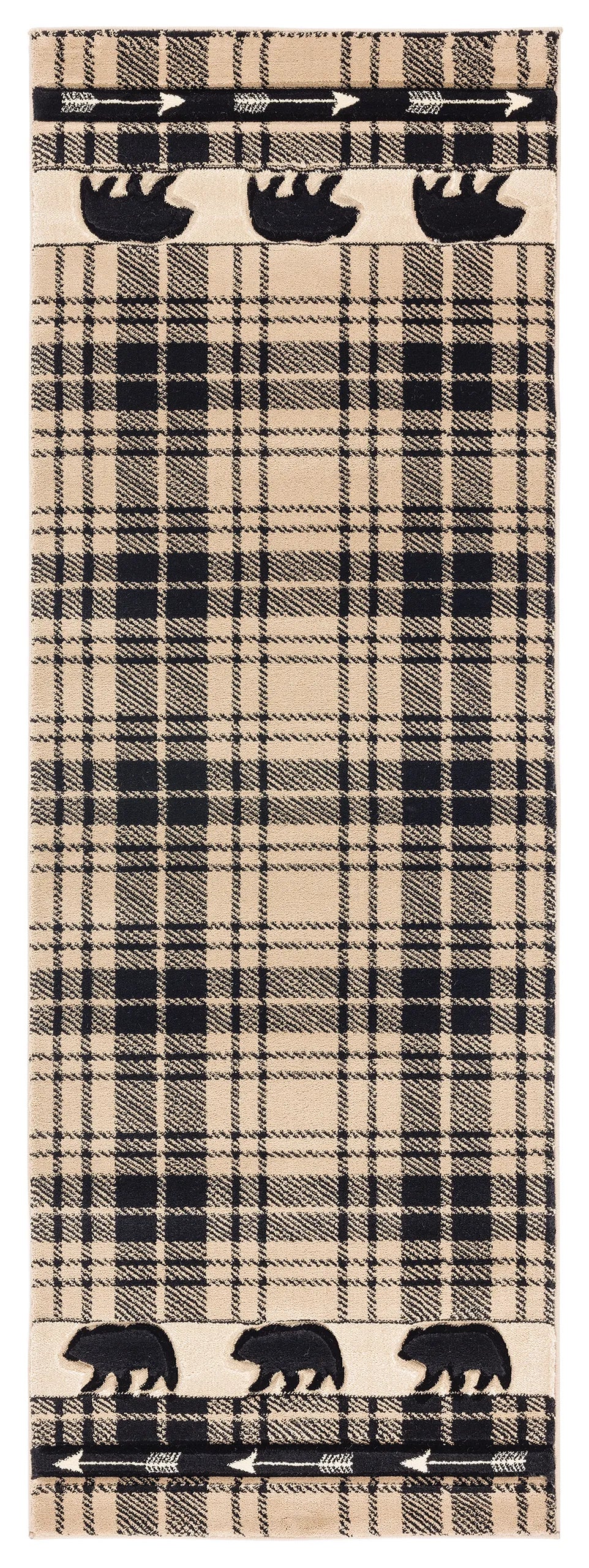United Weavers Cottage Tartan Bear Beige Rug - runner front view