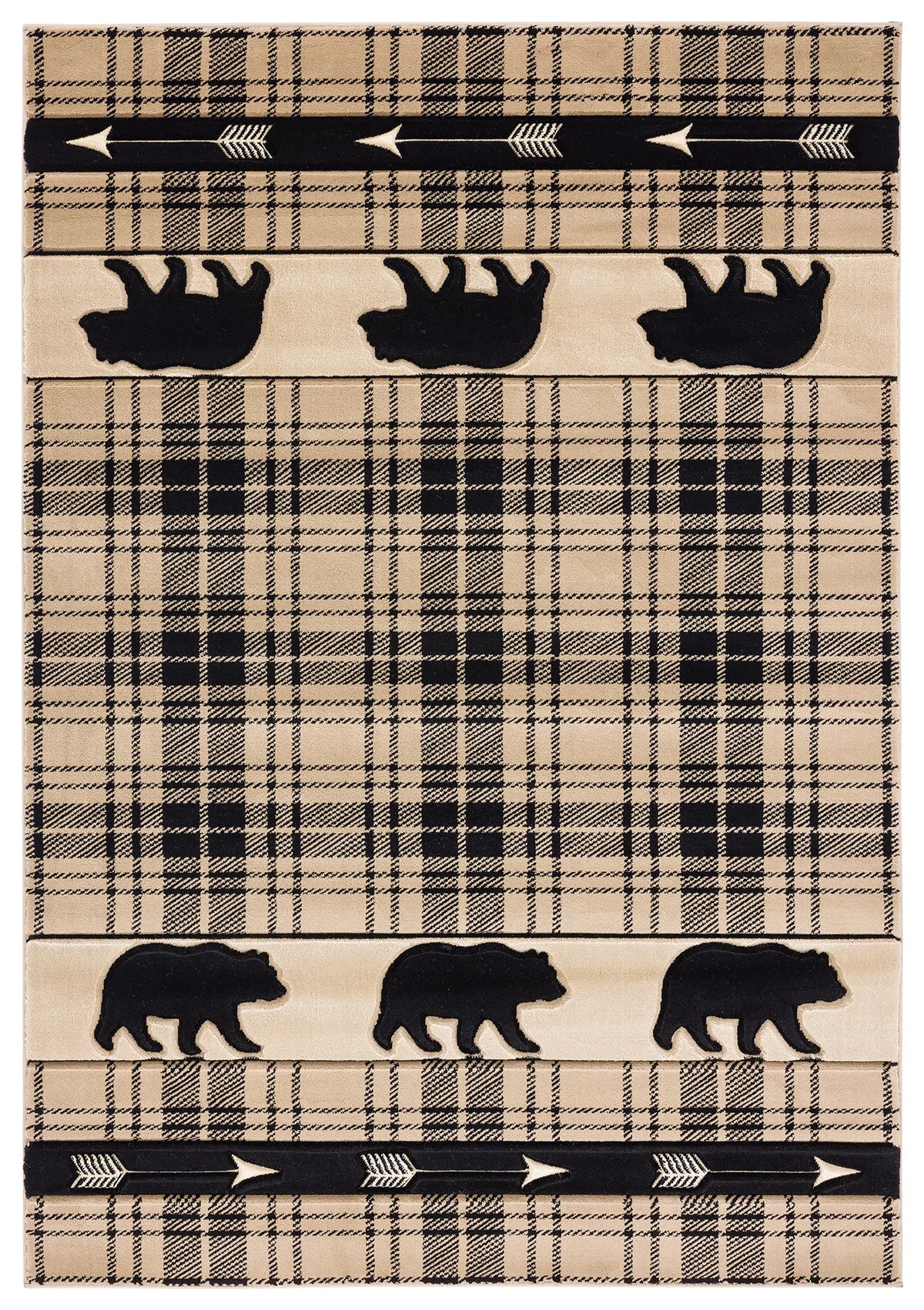 United Weavers Cottage Tartan Bear Beige Rug - front view