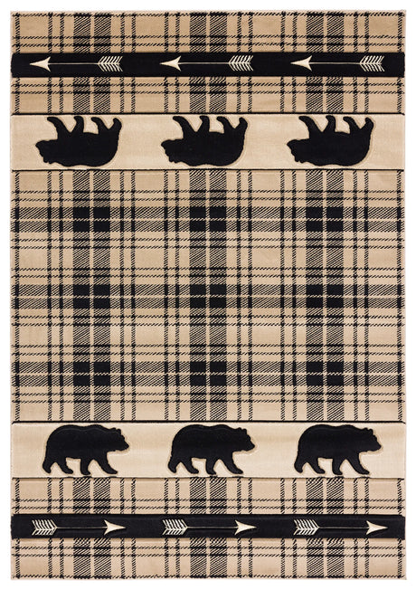 United Weavers Cottage Tartan Bear Beige Rug - front view