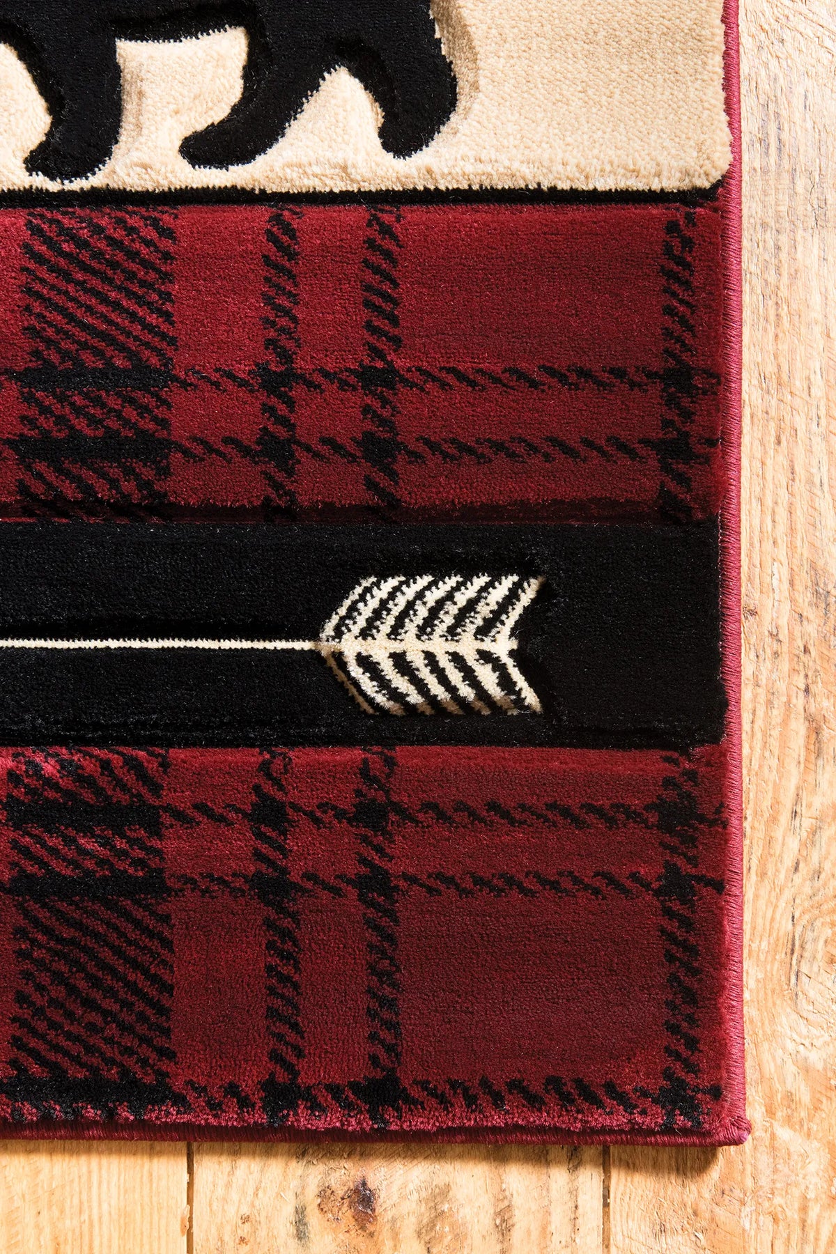 United Weavers Cottage Tartan Bear Burgundy Rug - angle view