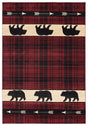 United Weavers Cottage Tartan Bear Burgundy Rug - front view