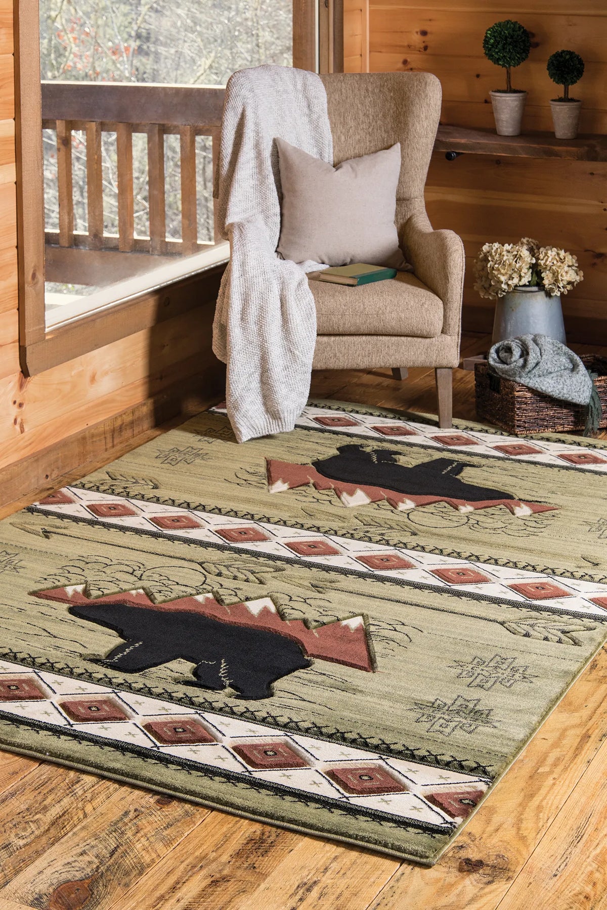 United Weavers Cottage Timberland Green Rug - room scene