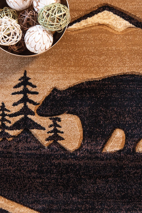 United Weavers Cottage Treetops Beige Rug - close-up detail