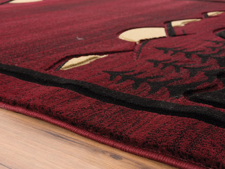 United Weavers Cottage Treetops Burgundy Rug - pile height detail