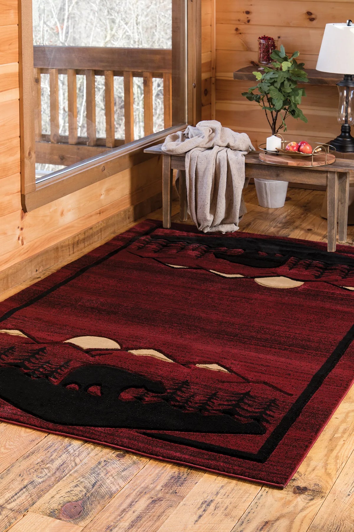 United Weavers Cottage Treetops Burgundy Rug - room scene