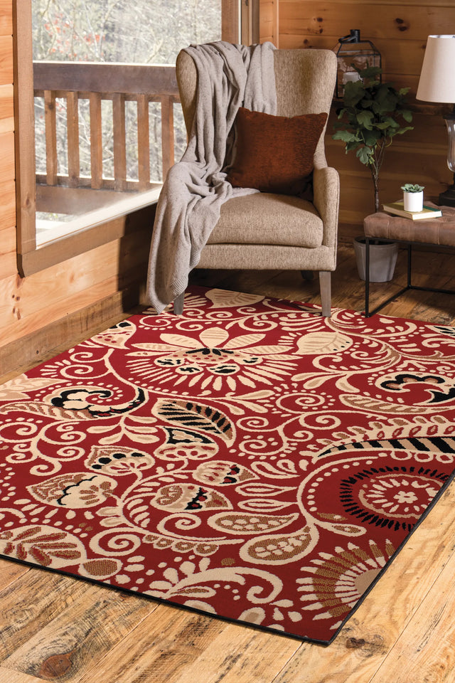 United Weavers Dallas Bandanna Red Rug - second room scene
