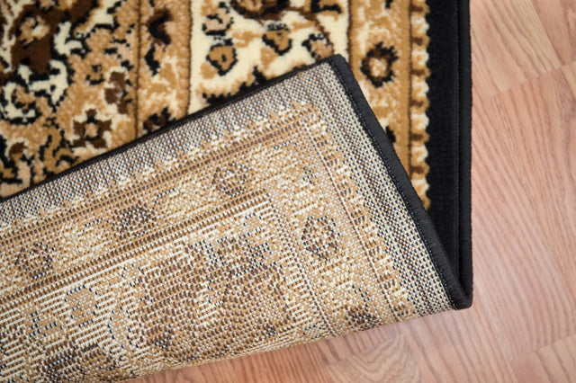 United Weavers Dallas Floral Kirman Black Rug - backing detail
