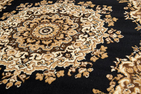 United Weavers Dallas Floral Kirman Black Rug - close-up detail