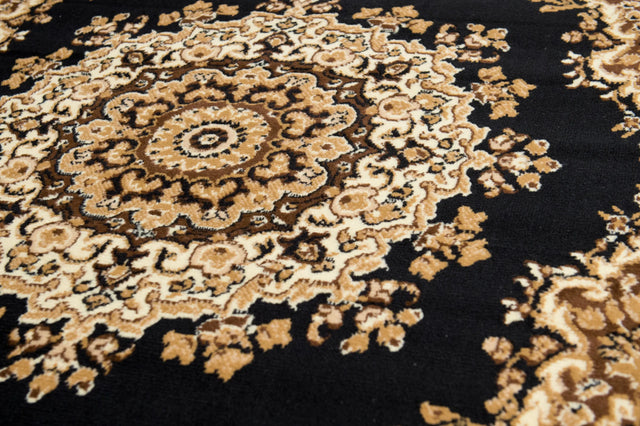 United Weavers Dallas Floral Kirman Black Rug - close-up detail