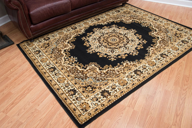 United Weavers Dallas Floral Kirman Black Rug - room scene