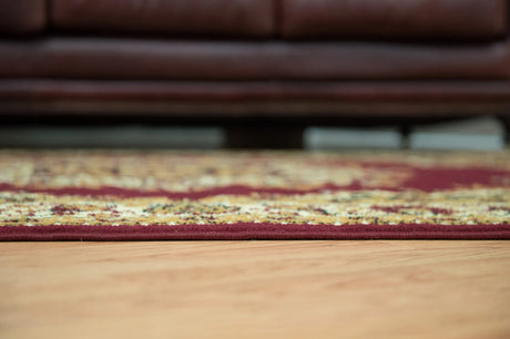 United Weavers Dallas Floral Kirman Burgundy Rug - pile height detail