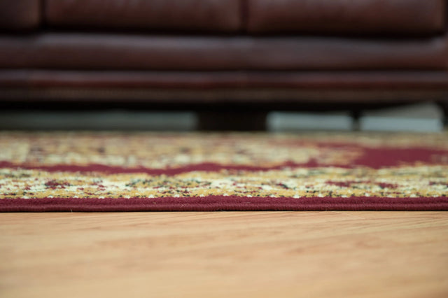 United Weavers Dallas Floral Kirman Burgundy Rug - pile height detail