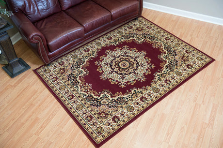 United Weavers Dallas Floral Kirman Burgundy Rug - room scene