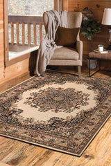 United Weavers Dallas Floral Kirman Ivory Rug - second room scene