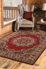 United Weavers Dallas Floral Kirman Red Rug - second room scene
