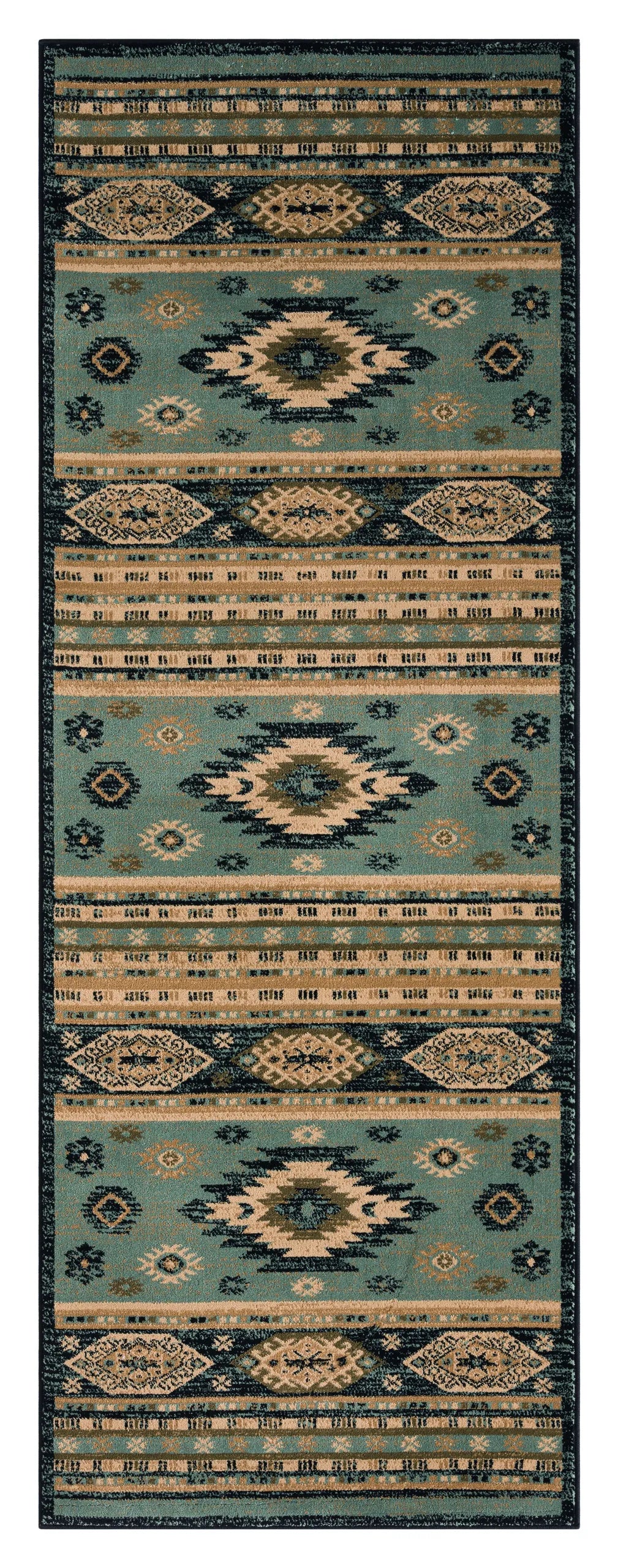United Weavers Highlands Eagle Eye Blue Rug - runner front view