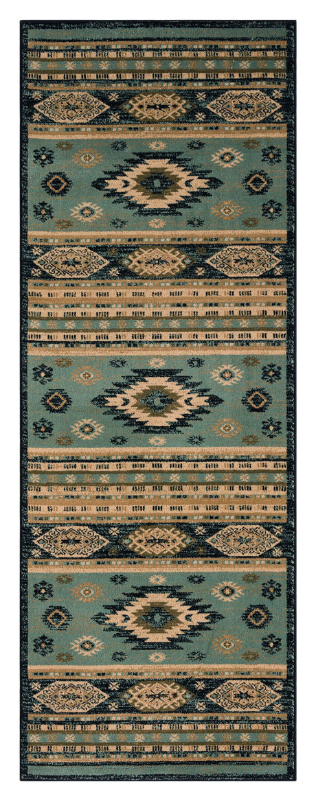 United Weavers Highlands Eagle Eye Blue Rug - runner front view