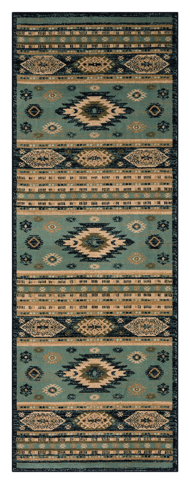 United Weavers Highlands Eagle Eye Blue Rug - runner front view