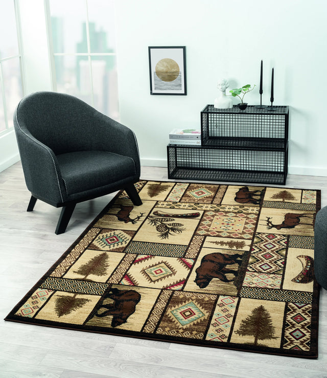 United Weavers Highlands Jungle Mountain Multi Rug - room scene