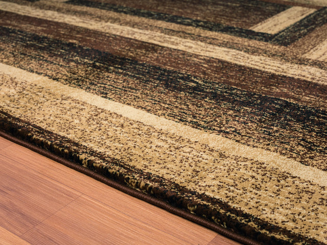 United Weavers Highlands The Maze Brown Rug - close-up detail