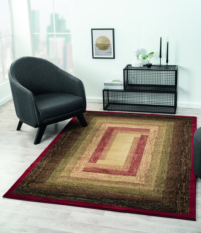 United Weavers Highlands The Maze Red Rug - room scene