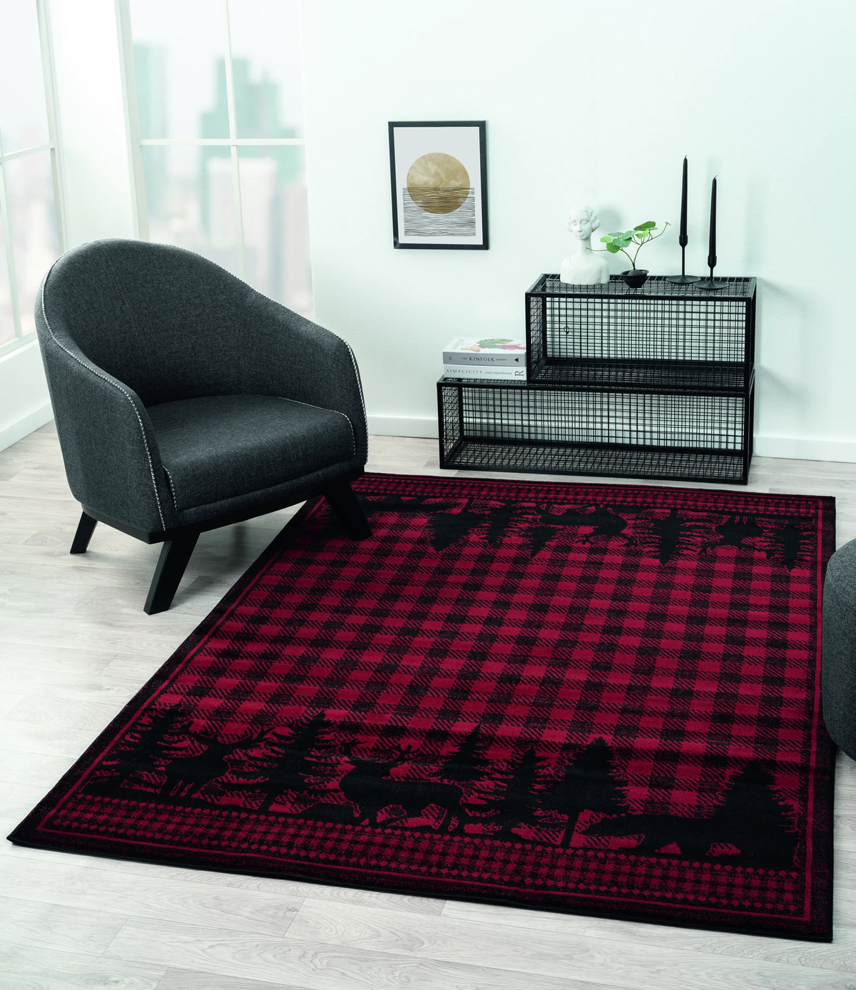 United Weavers Highlands Woodland Red Rug - room scene