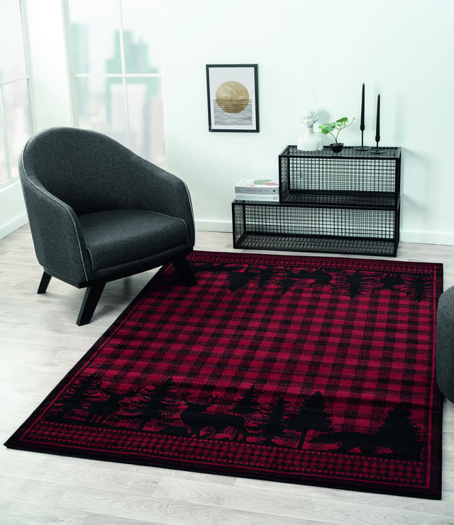 United Weavers Highlands Woodland Red Rug - room scene