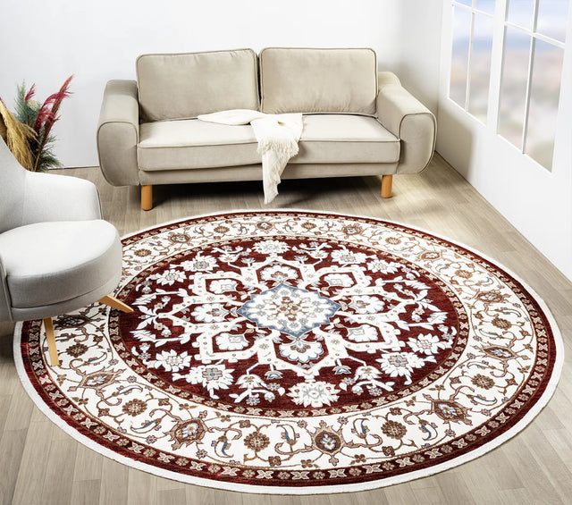 United Weavers Hudson Alex Burgundy Rug - round room scene