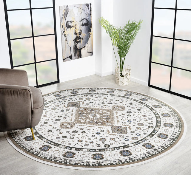 United Weavers Hudson Joy Cream Rug - round room scene