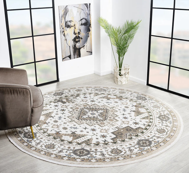 United Weavers Hudson Magi Cream Rug - round room scene