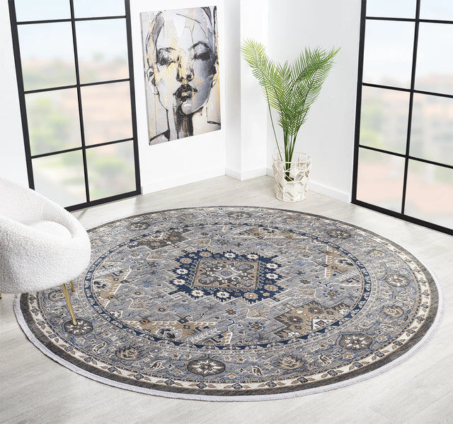 United Weavers Hudson Magi Grey Rug - round room scene