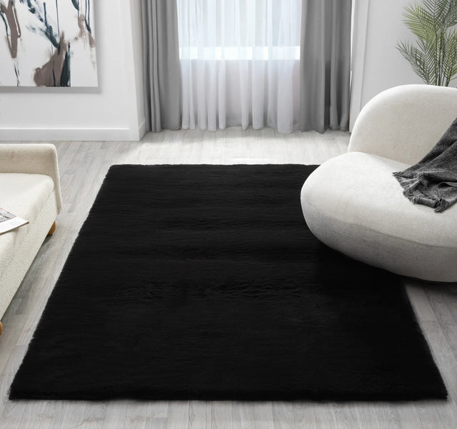 United Weavers Lavish Solid United Weavers Lavish Solid Plush Black Rug - room scene