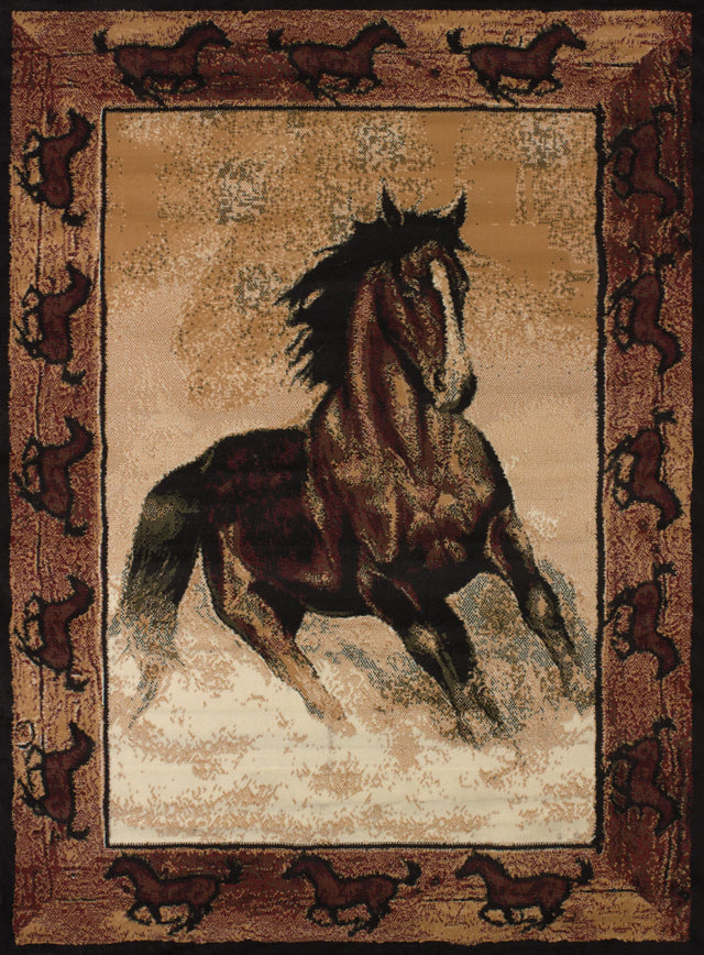 United Weavers Legends Stallion Border Multi Rug - front view