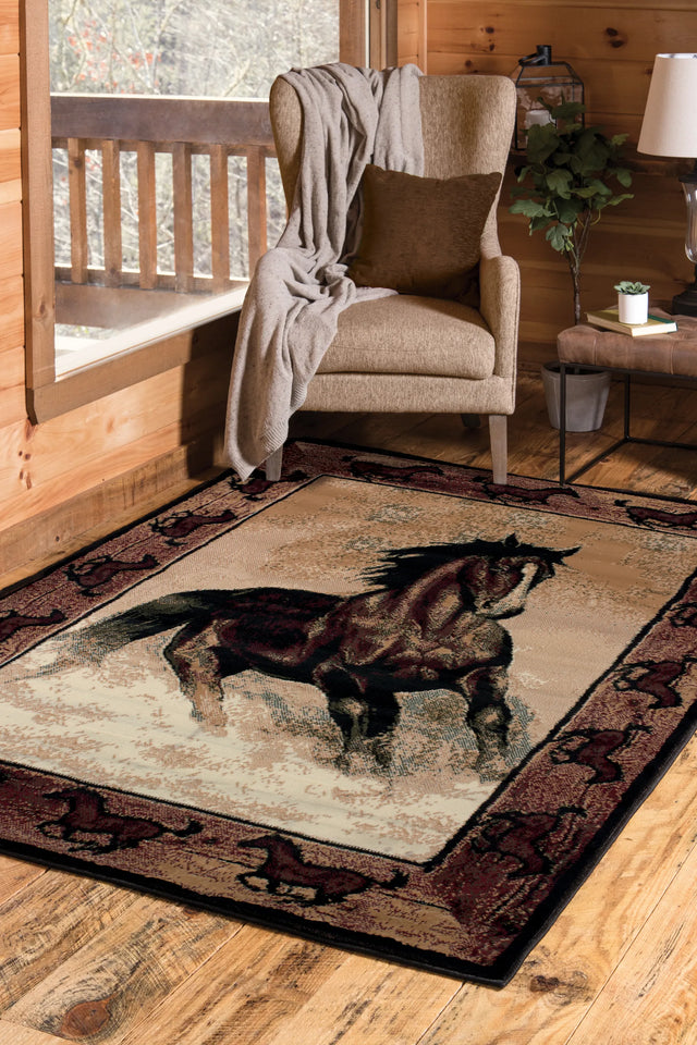 United Weavers Legends Stallion Border Multi Rug - room scene